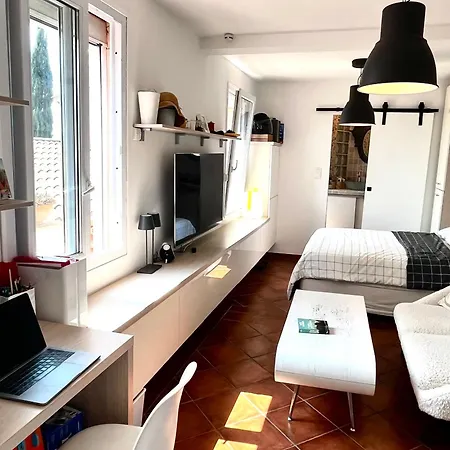 度假居 Petite Maison Independante, Vue Mer, Terrasse, Piscine Chauffee 勒拉旺杜